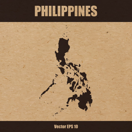 Vector illustration of detailed map of Philippines on craft paper or cardboardのイラスト素材