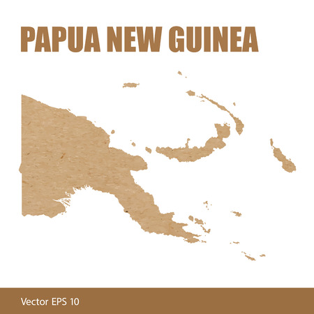 Vector illustration of detailed map of Papua New Guinea cut out of craft paper or cardboardのイラスト素材