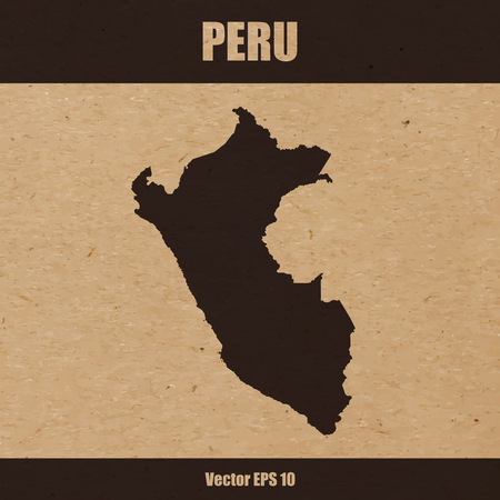 Map of Peru on craft paper or cardboardのイラスト素材