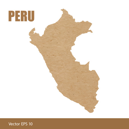 Map of Peru cut out of craft paper or cardboardのイラスト素材