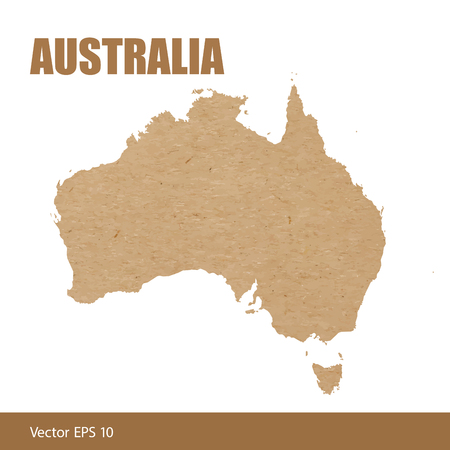 Vector illustration of detailed map of Australia cut out of craft paper or cardboardのイラスト素材