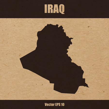 Vector illustration of detailed map of Iraq on craft paper or cardboardのイラスト素材