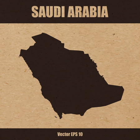 Map of Saudi Arabia on craft paper or cardboardのイラスト素材