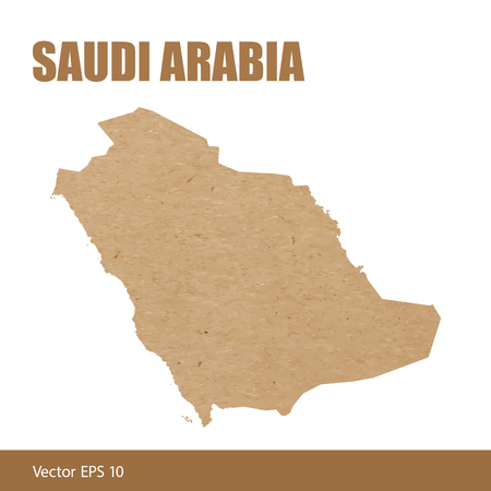 Map of Saudi Arabia cut out of craft paper or cardboardのイラスト素材