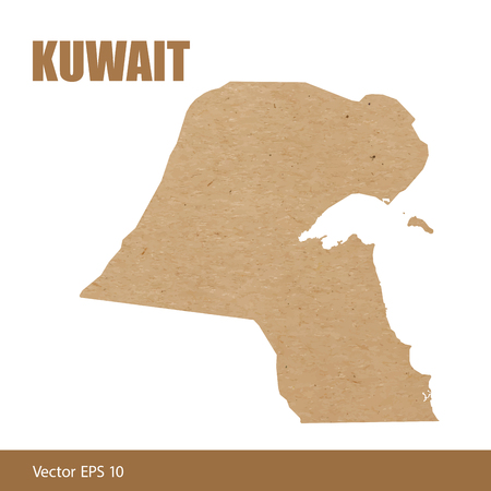 Map of Kuwait cut out of craft paper or cardboardのイラスト素材