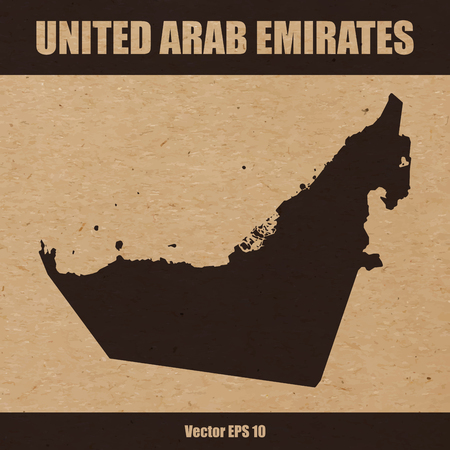 Map of United Arab Emirates UAE on craft paper or cardboardのイラスト素材