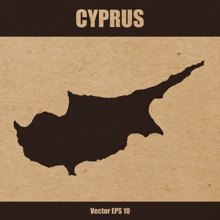 Map of Cyprus on craft paper or cardboardのイラスト素材