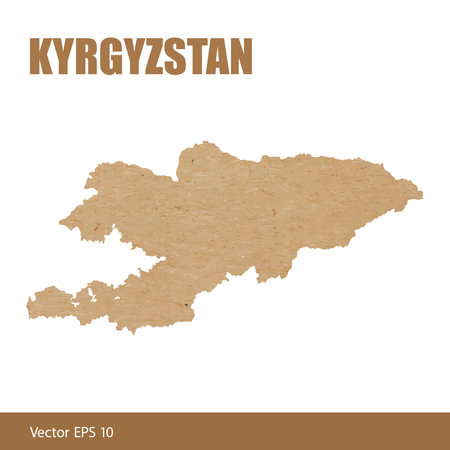 Map of Kyrgyzstan cut out of craft paper or cardboardのイラスト素材