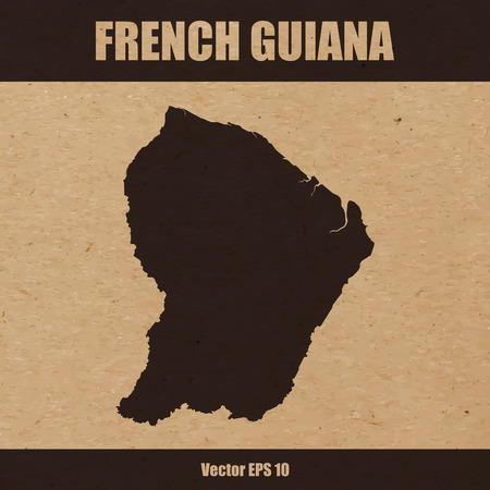 Map of French Guiana on craft paper or cardboardのイラスト素材