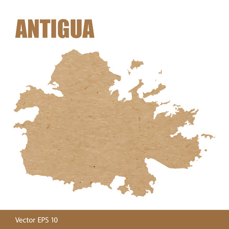 Vector illustration of detailed map of Antigua cut out of craft paper or cardboardのイラスト素材