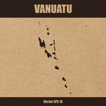 Detailed map of Vanuatu on craft paper or cardboardのイラスト素材