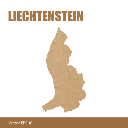 Detailed map of Liechtenstein cut out of craft paper or cardboardのイラスト素材
