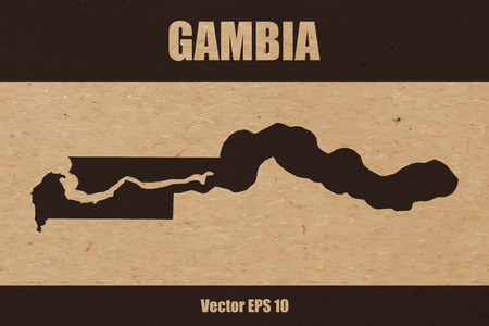 Illustration of detailed map of The Gambia on craft paper or cardboardのイラスト素材