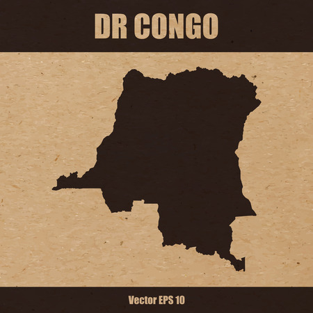 Illustration of detailed map of DR Congo on  craft paper or cardboardのイラスト素材