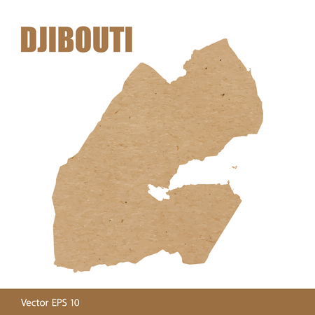 Illustration  of detailed map of Djibouti cut out of craft paper or cardboardのイラスト素材