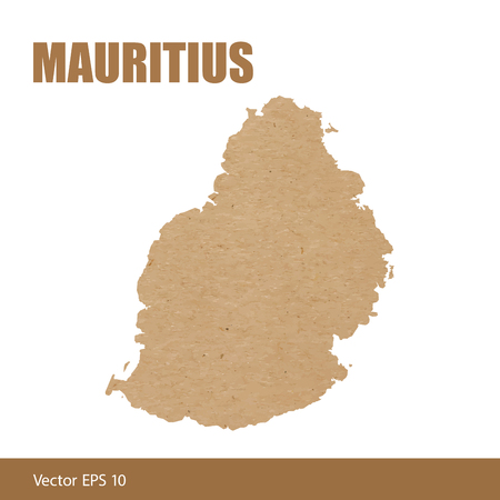 Detailed map of Mauritius cut out of craft paper or cardboardのイラスト素材