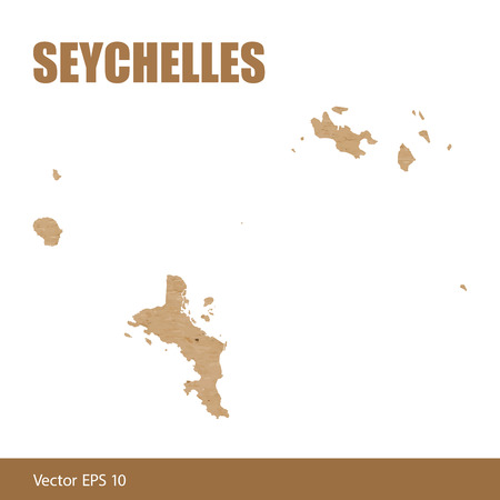 Detailed map of The Seychelles cut out of craft paper or cardboardのイラスト素材