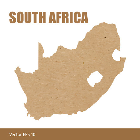 Detailed map of South Africa cut out of craft paper or cardboardのイラスト素材