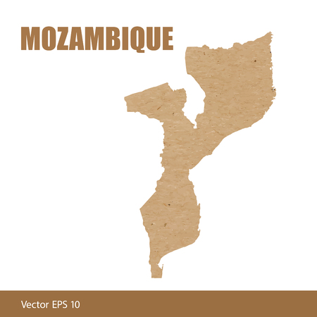 Detailed map of Mozambique cut out of craft paper or cardboardのイラスト素材