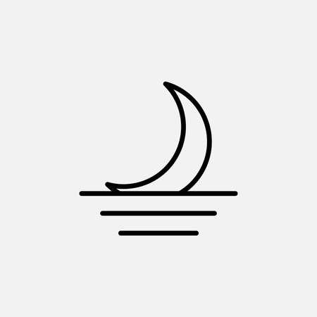 Moon, moonlight, night, midnight, crescent line icon design conceptのイラスト素材