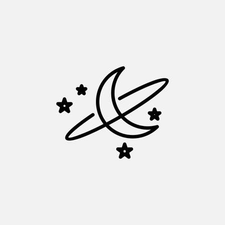 moon, night, moonlight, midnight line icon, vector, illustration, logo template. Suitable for many purposes.のイラスト素材