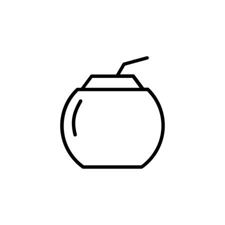 Coconut, Drink, Juice Line Icon, Vector, Illustration, Logo Template. Suitable For Many Purposes.のイラスト素材