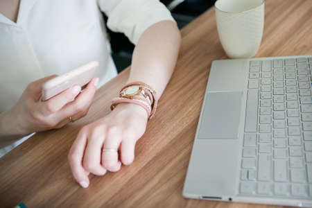 girl sitting at the desk in bright colors