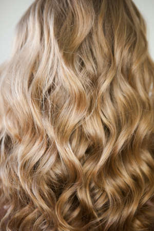 blond with perfect curls, long hair with curlsの写真素材