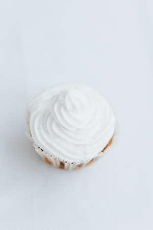homemade veggie muffin with white cream on a light backgroundの写真素材
