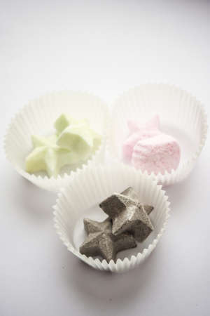 colored bubbling bombs for a relaxing star-shaped bathtubの写真素材