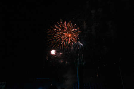 beautiful fireworks. light up the sky, New Year celebration fireworksの写真素材