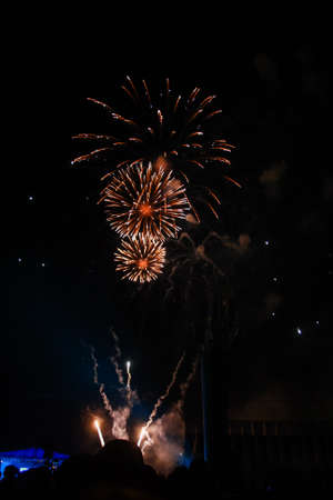 beautiful fireworks. light up the sky, New Year celebration fireworksの写真素材