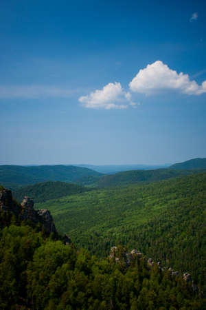 View on mountains landscape. Ural Mountains, Russia.