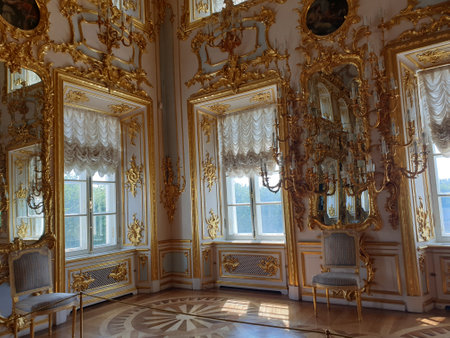 Interior of the Catherine Palace in Tsarskoye Seloの写真素材