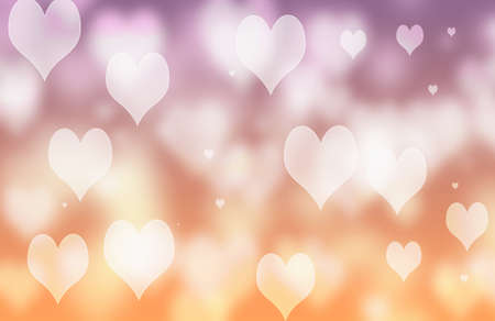 Valentine's day or wedding background with hearts. Decorative, romantic love bokeh background. 3d illustrationの写真素材