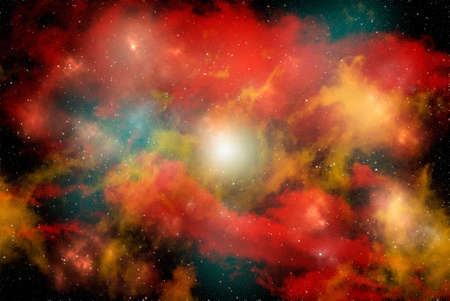 Space background with stardust and shining stars. Realistic cosmos and color nebula. Colorful galaxy. 3d illustrationの写真素材