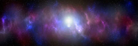 Space background with stardust and shining stars. Realistic cosmos and color nebula. Colorful galaxy. 3d illustrationの写真素材
