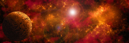 Unknown planet from outer space. Space nebula. Cosmic cluster of stars. Outer space background. 3D Illustration.の写真素材