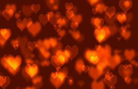 Valentine's day or wedding background with hearts. Decorative, romantic love bokeh background. 3d illustration.の写真素材