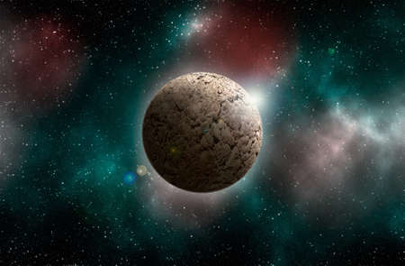 Unknown planet from outer space. Space nebula. Cosmic cluster of stars. Outer space background. 3D Illustration.の写真素材