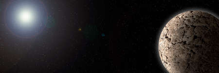 Unknown planet from outer space. Space nebula. Cosmic cluster of stars. Outer space background. 3D Illustration.の写真素材