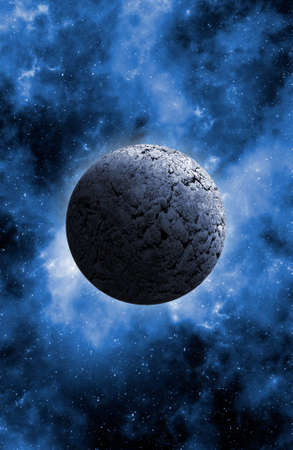 Unknown planet from outer space. Space nebula. Cosmic cluster of stars. Outer space background. 3D...