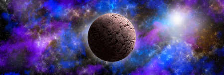 Unknown planet from outer space. Space nebula. Cosmic cluster of stars. Outer space background. 3D...