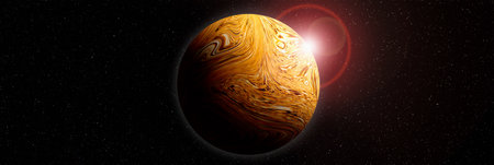 Unknown planet from outer space. Space nebula. Cosmic cluster of stars. Outer space background. 3D...