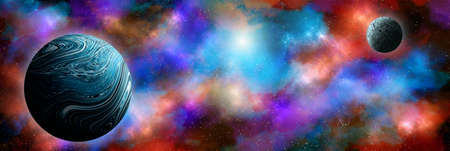 Unknown planet from outer space. Space nebula. Cosmic cluster of stars. Outer space background. 3D...