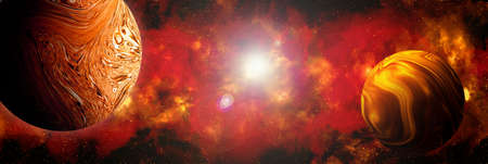 Unknown planet from outer space. Space nebula. Cosmic cluster of stars. Outer space background. 3D...