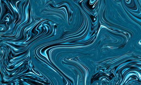 Blue waves marble texture. Precious metal flow image. liquid surface artwork. 3d illustration.