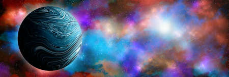 Unknown planet from outer space. Space nebula. Cosmic cluster of stars. Outer space background. 3D...