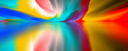 landscape of surreal lake. Magical Abstract world. 3d illustration.の写真素材