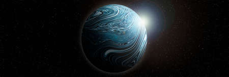 Unknown planet from outer space. Space nebula. Cosmic cluster of stars. Outer space background. 3D...